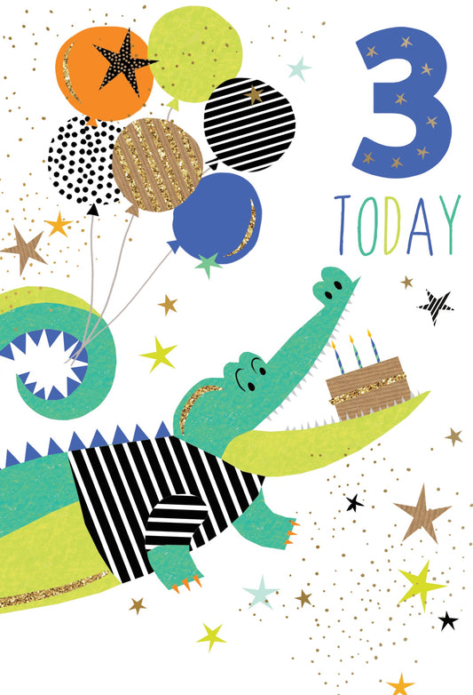 3rd Crocodile Birthday Card