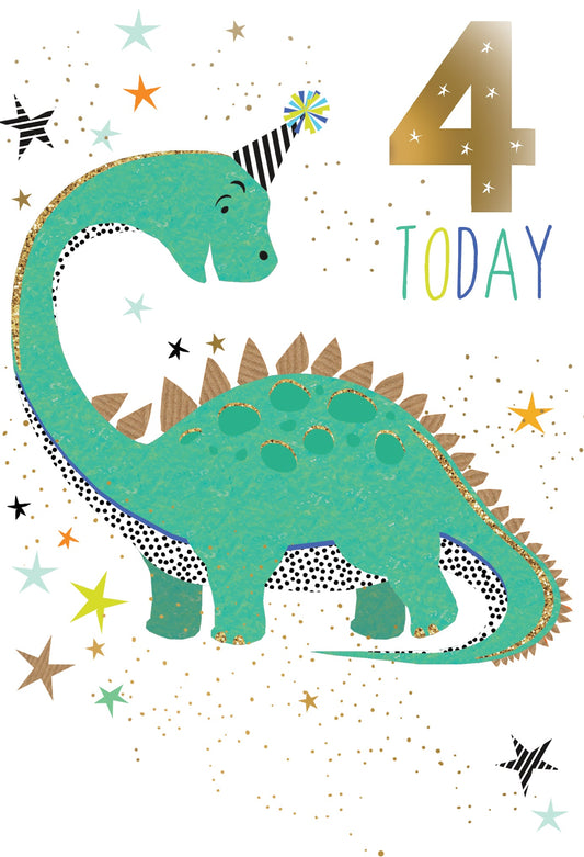 4th Dinosaur Birthday Card