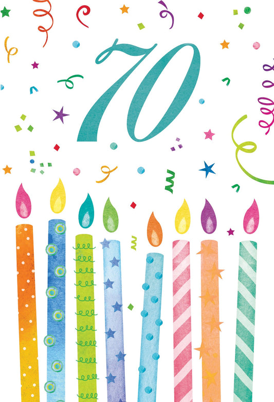 70th Celebration Candles Birthday Card