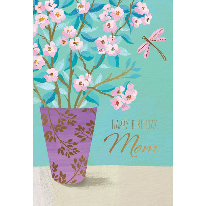 Mother Dragonfly Blossoms Birthday Card