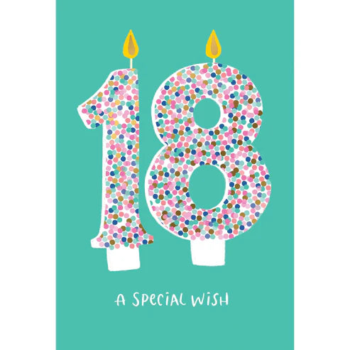 18th Birthday Card - Sprinkle Candle