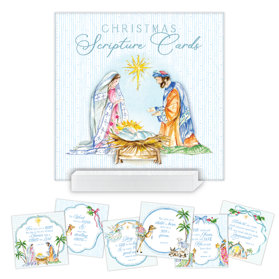 4x4 Flat Card with Stand - Blue Christmas
