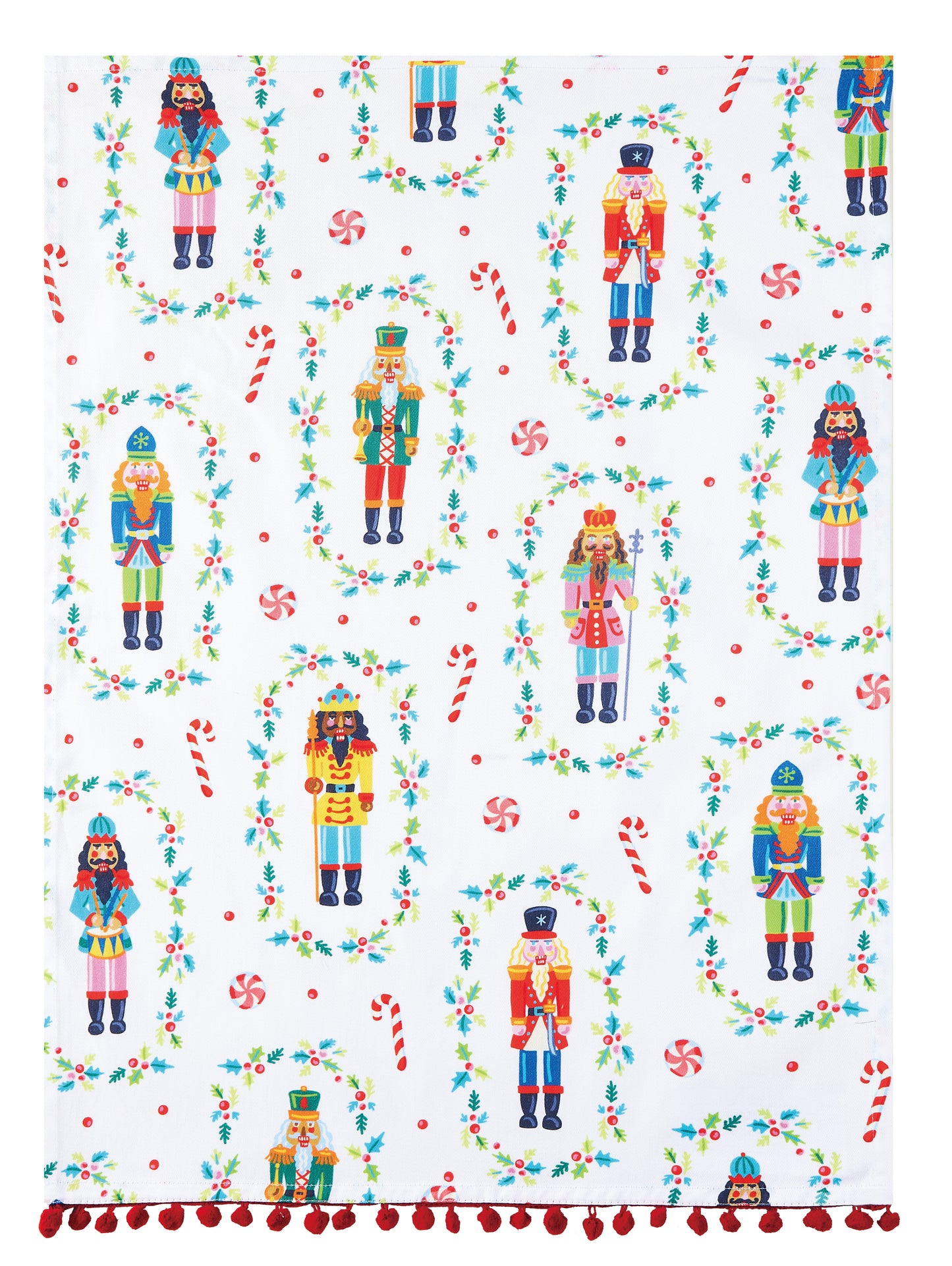 Nutcrackers with Pom Poms Kitchen Towel