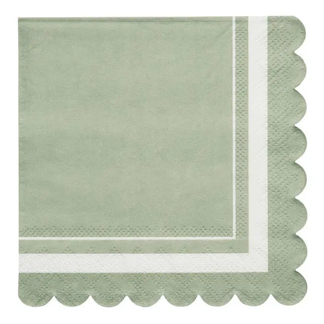 Cocktail Napkin - Scalloped Edge Sage