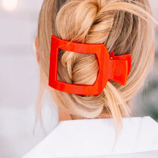 Large Flat Square Hair Clip - Rudolph Red