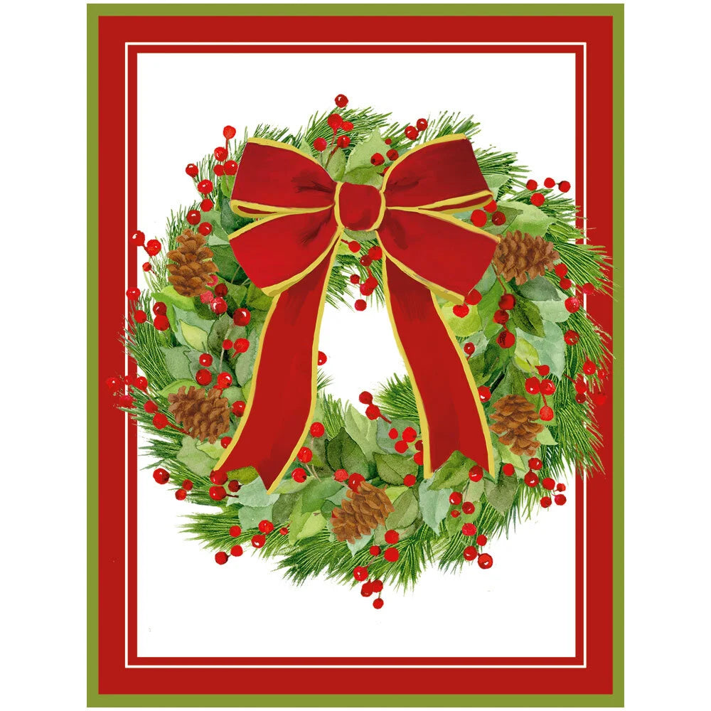 Boxed Christmas Cards - White Pine and Red Bow Wreath