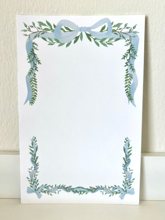 Blue Ribbon & Green Garland Invitation - 10 CT