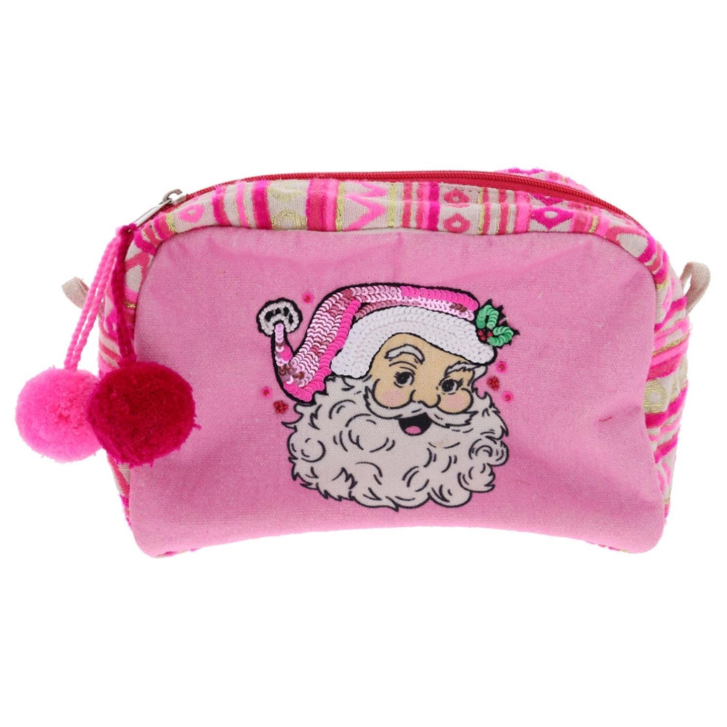 Tickled Pink Santa Multi-Purpose Zipper Pouch
