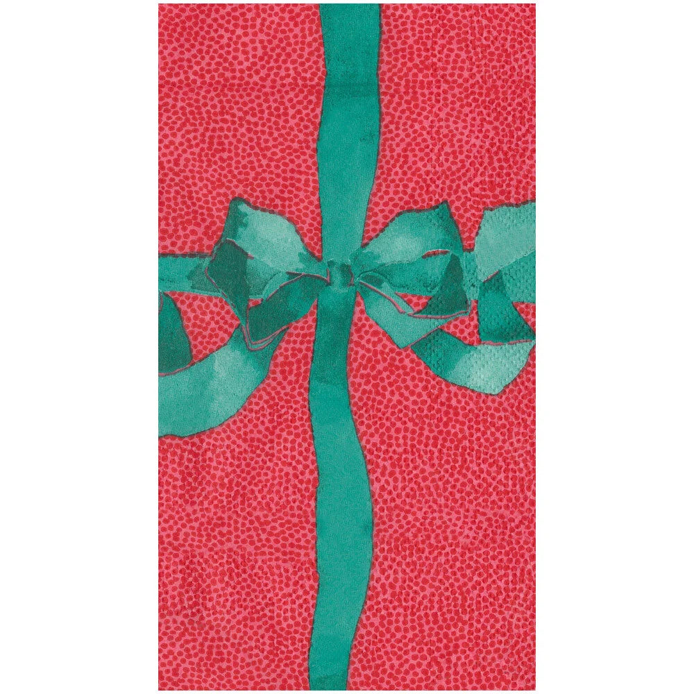 Guest Towel - Tied With A Bow In Red And Spruce