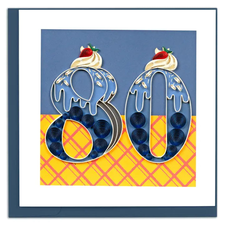 Quilled Card - 80 Milestone Birthday