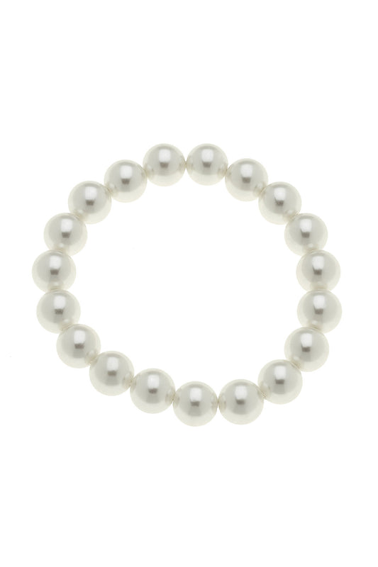 Stretch Bracelet - Pearl Beaded - Ivory