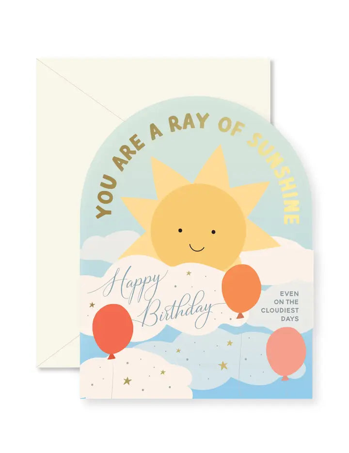 Ray of Sunshine and Clouds Birthday Arch Greeting Card
