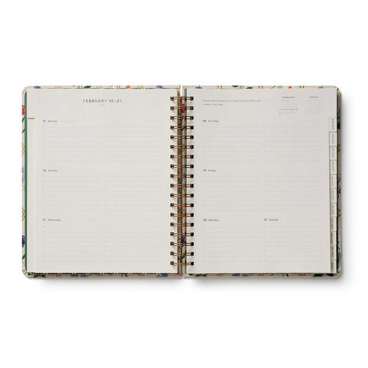 2027 17-Month Academic Hardcover Spiral Planner - Garden Study