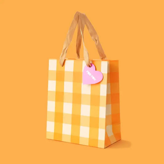 Orange Gingham Gift Bag - Medium
