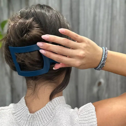 Large Flat Square Hair Clip - Midnight Rain