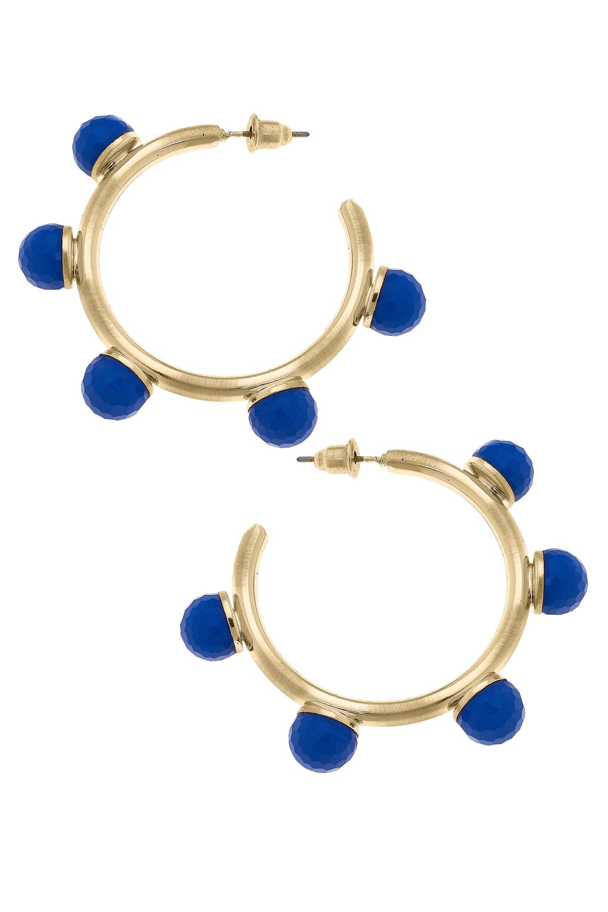 Allison Resin Beaded Hoop Earrings - Royal Blue