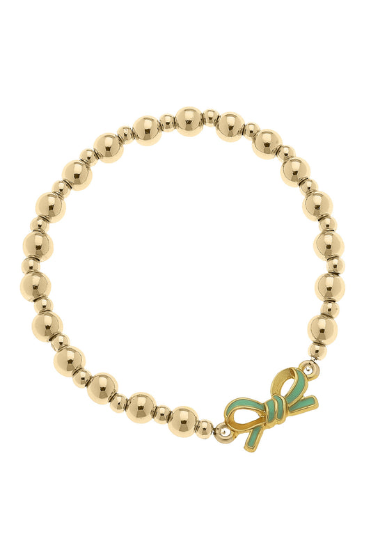 Children's Stretch Bracelet - Bow - Light Green
