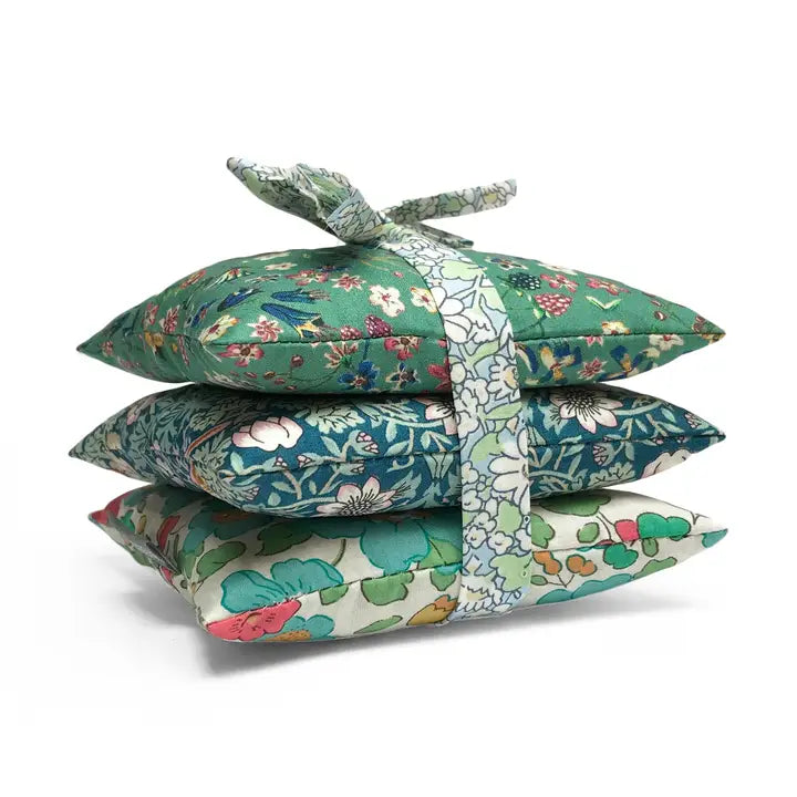 Stack of 3 Square Liberty Lavender Sachets - Green