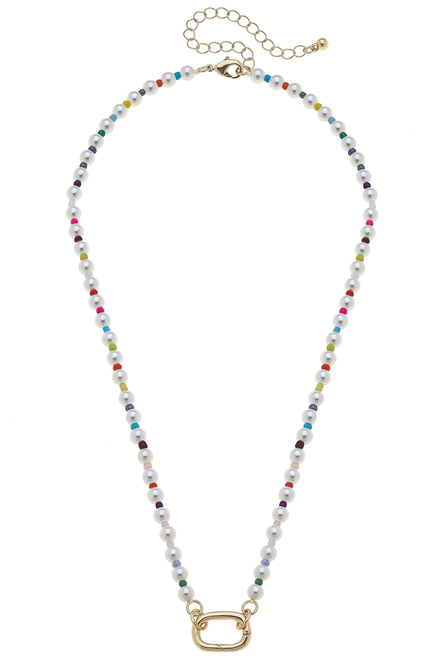 Pearl Necklace - Charm Base - Rainbow/Ivory
