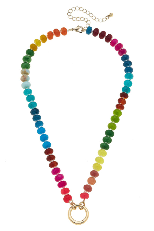Beaded Necklace - Charm Base - Rainbow