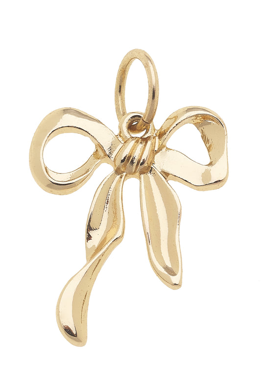 Charm - Ribbon Bow - Shiny Gold
