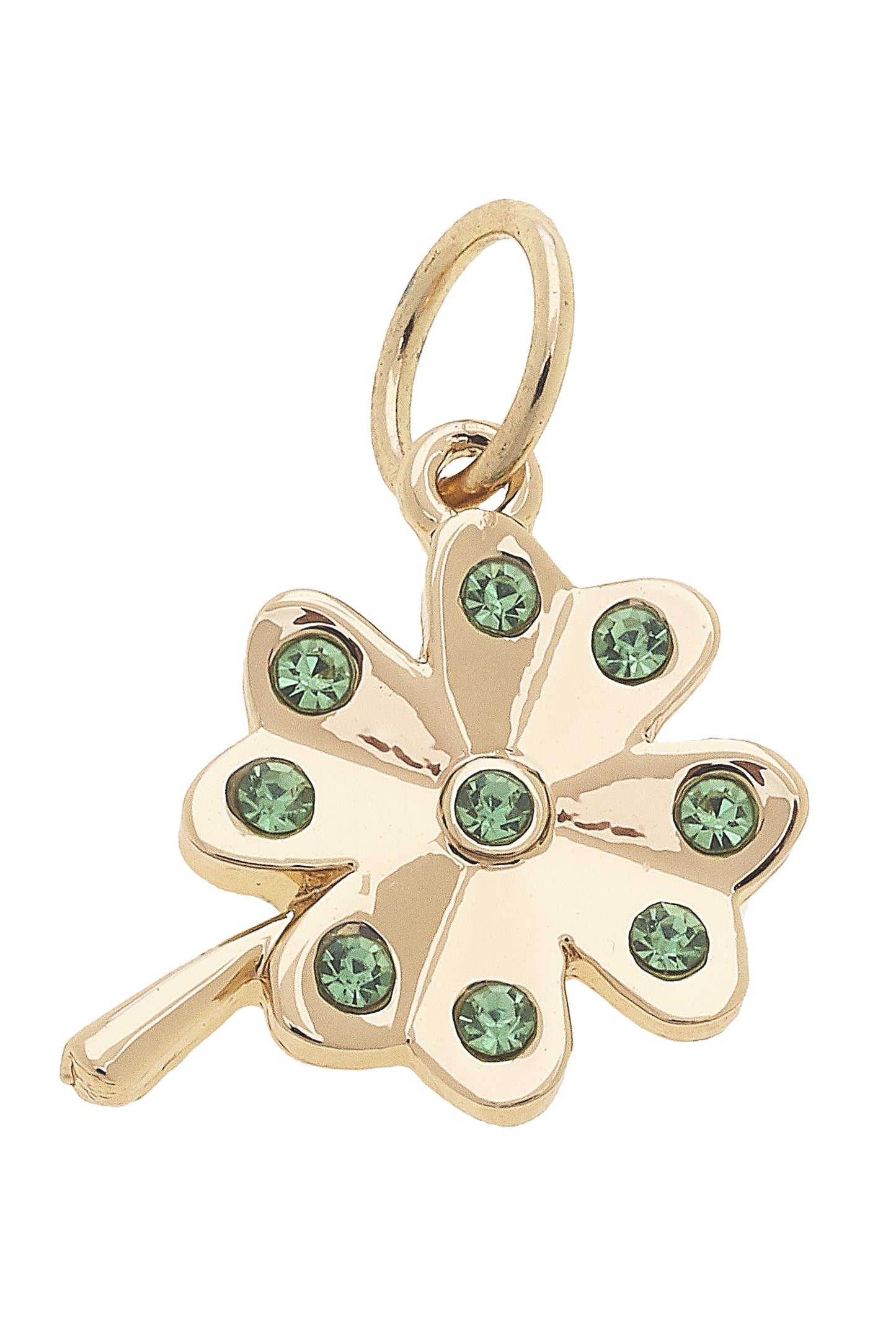 Charm - Green Shamrock - Shiny Gold