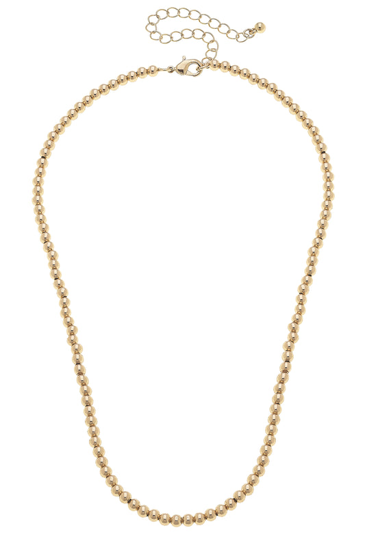 Ball Beaded Necklace - Charm Base - Shiny Gold