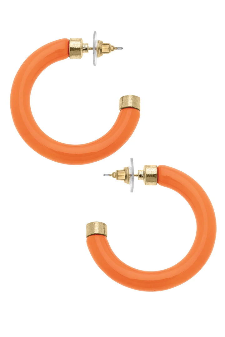 Hillary Resin Hollow Hoop Earrings - Orange