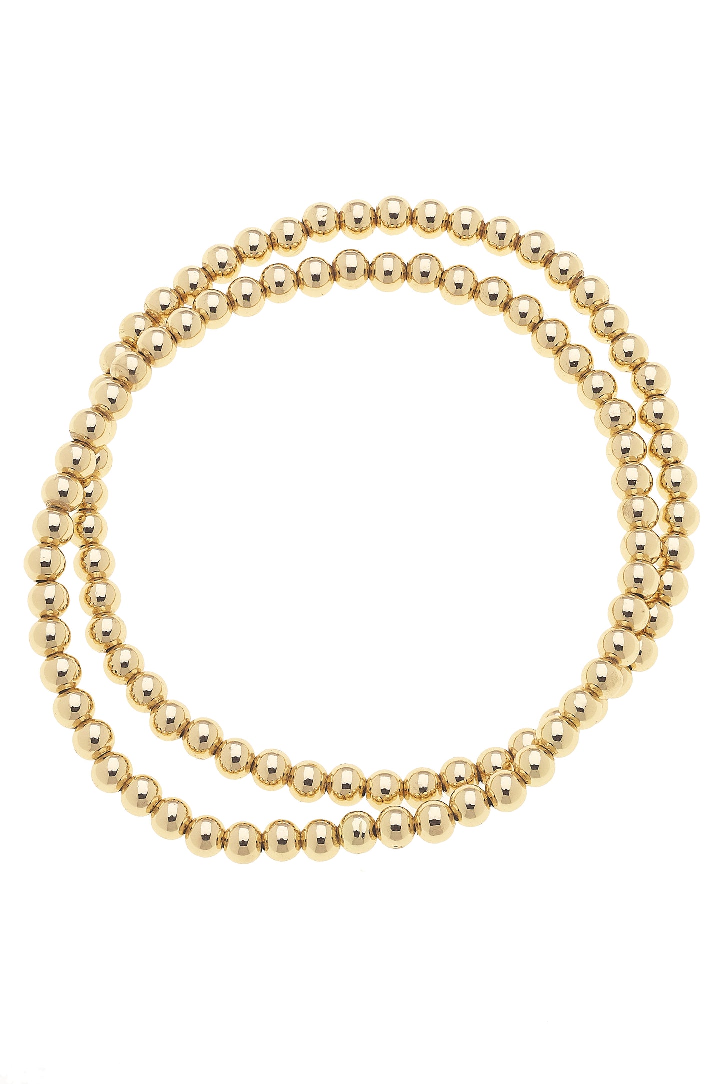 Stretch Bracelet - Ball Bead - Shiny Gold