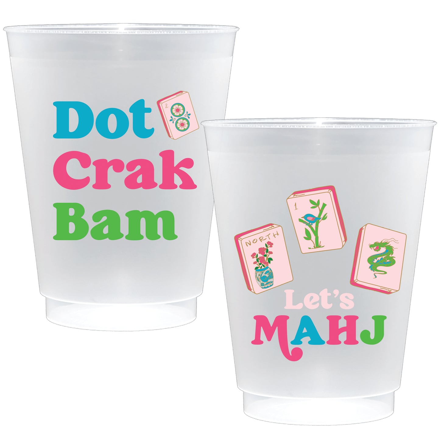 Frosted Plastic Cups - Mahjong - 16oz