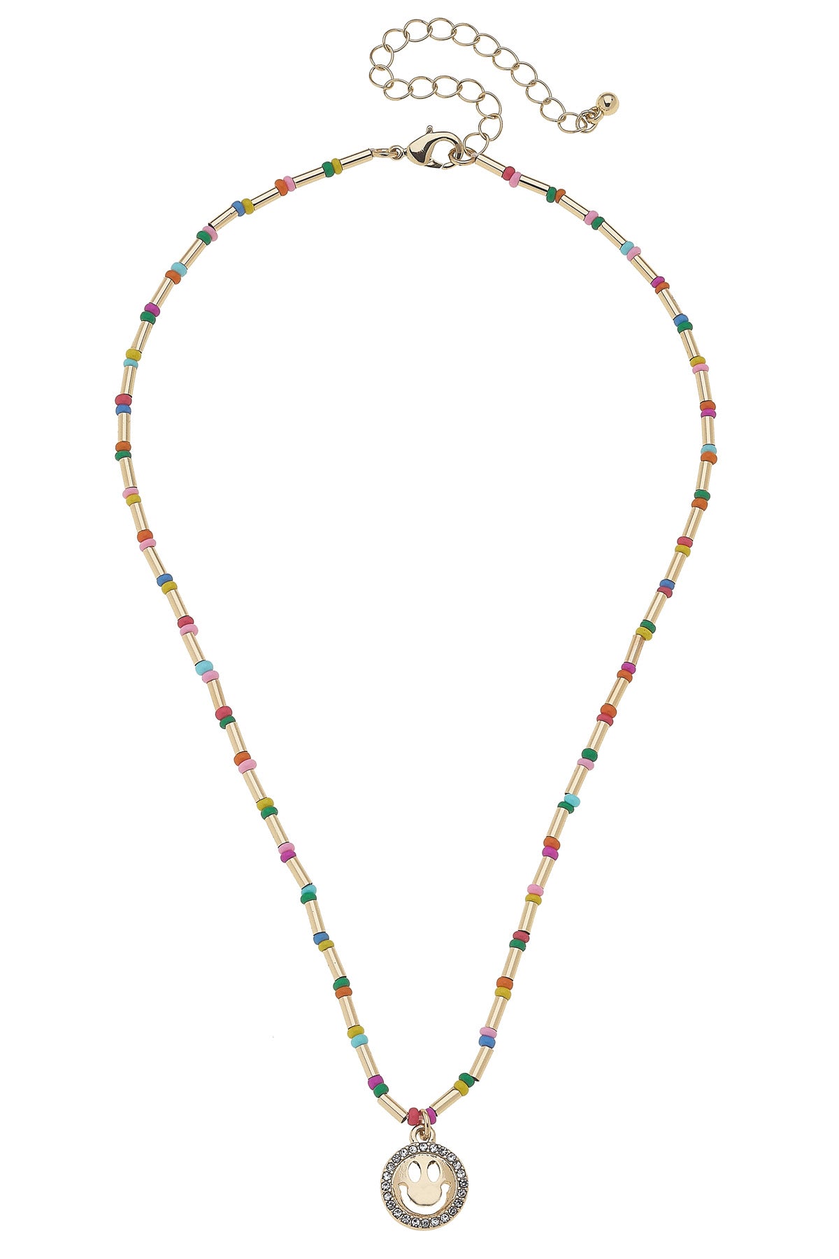 Necklace - Gold Izzy Rainbow Star & Pave Smiley Face