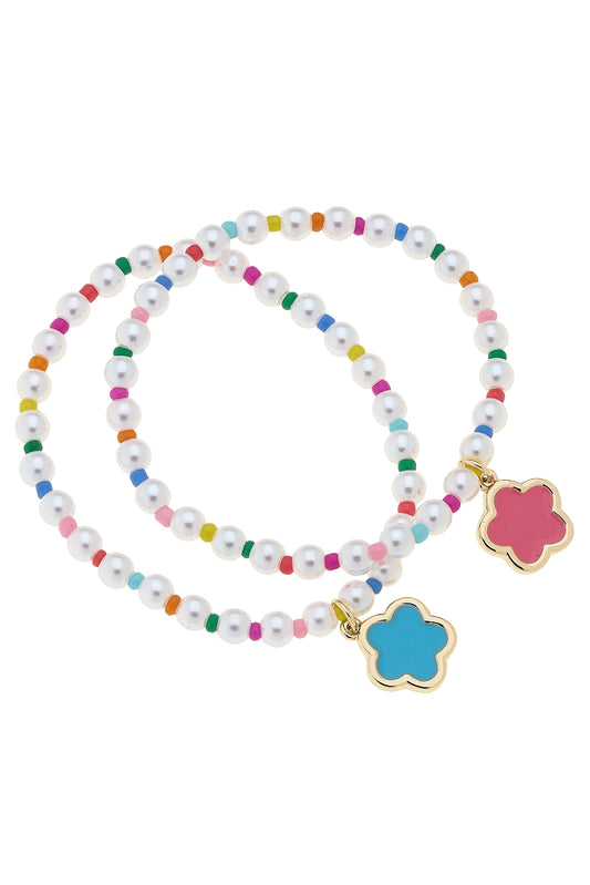Children's Stretch Bracelet - Pearl Beaded - Rainbow