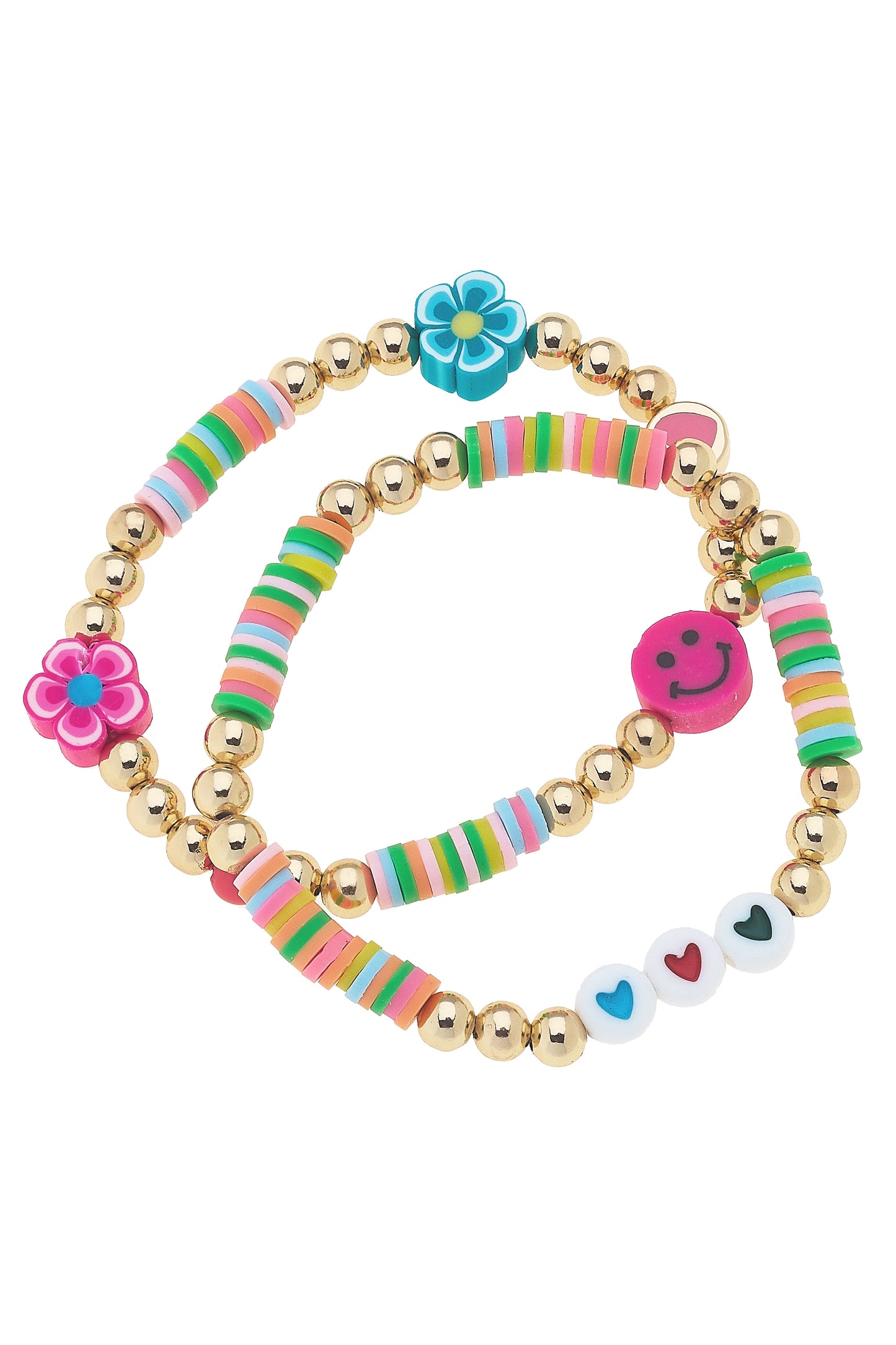 Children's Stretch Bracelet - Mini Heart Rainbow - Color Block