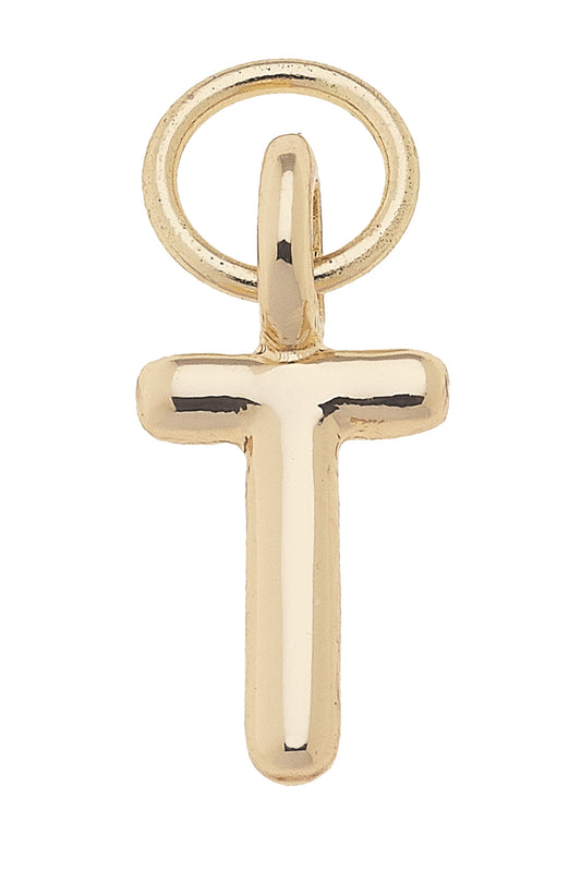 Charm - Initial "T" - Shiny Gold