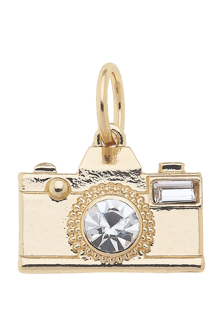 Charm - Rhinestone Camera - Gold