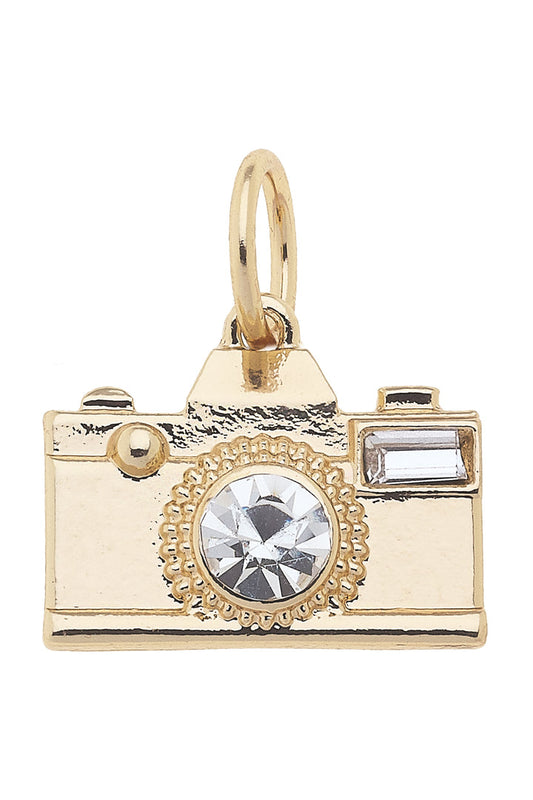 Charm - Rhinestone Camera - Gold