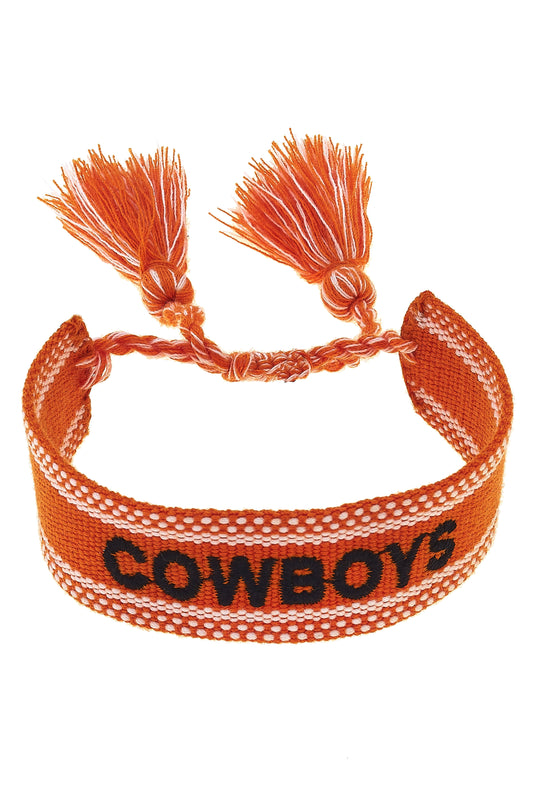 Woven Tassel Bracelet - Oklahoma State Cowboys