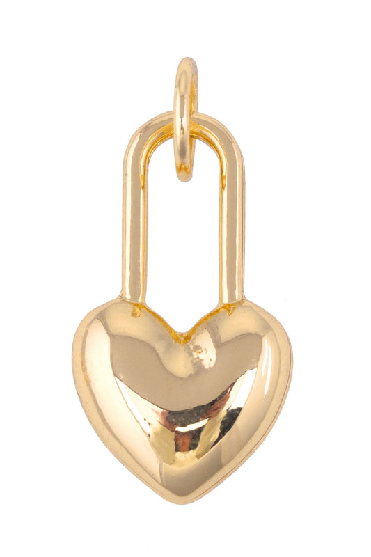 Charm - Heart Padlock - Shiny Gold