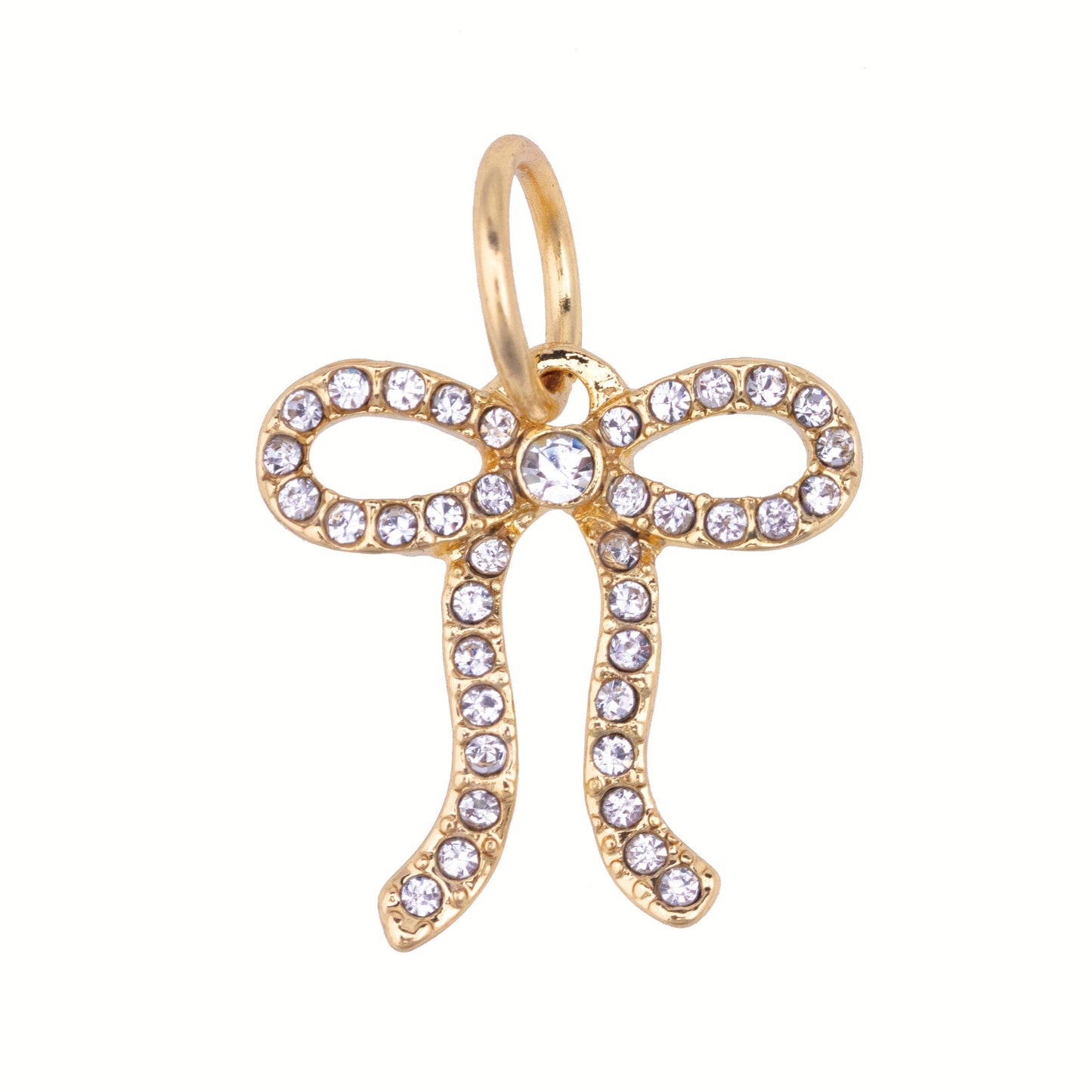 Charm - Pave Looped Bow - Shiny Gold