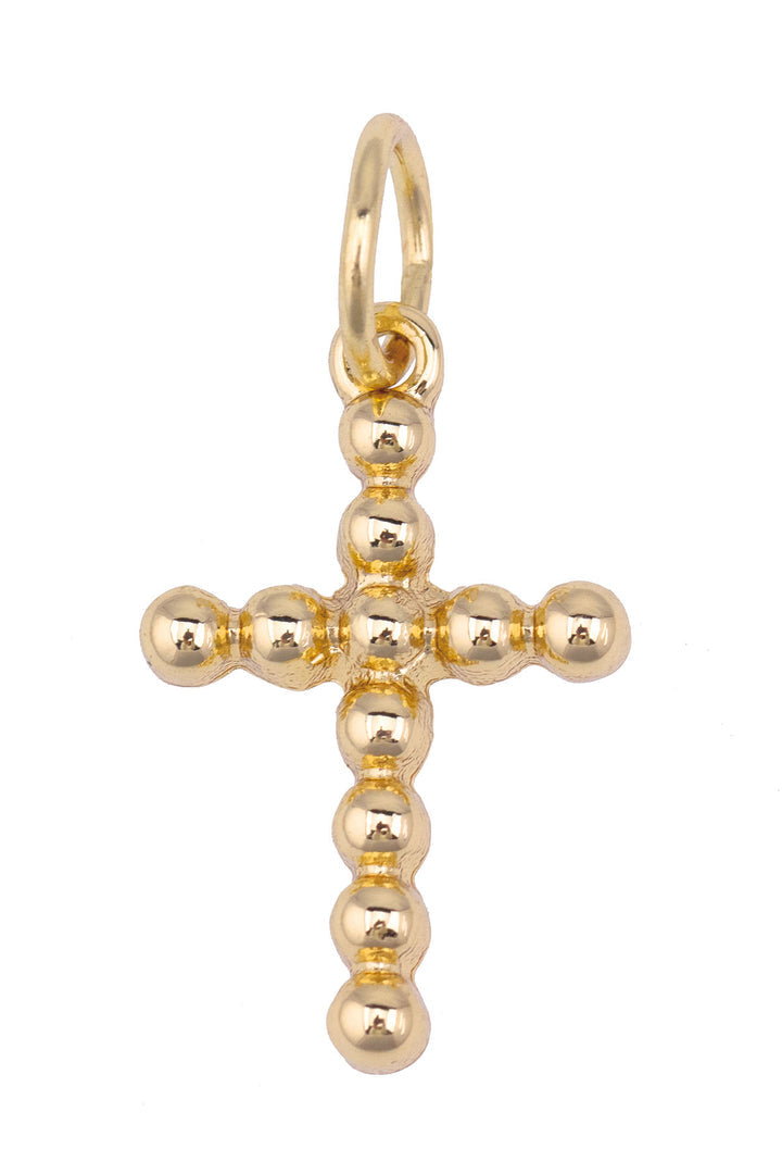 Charm - Beaded Cross - Gold