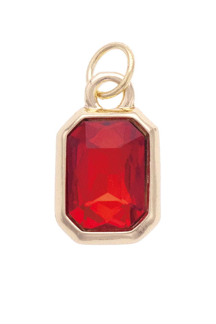 Charm - Emerald Cut Rhinestone Red