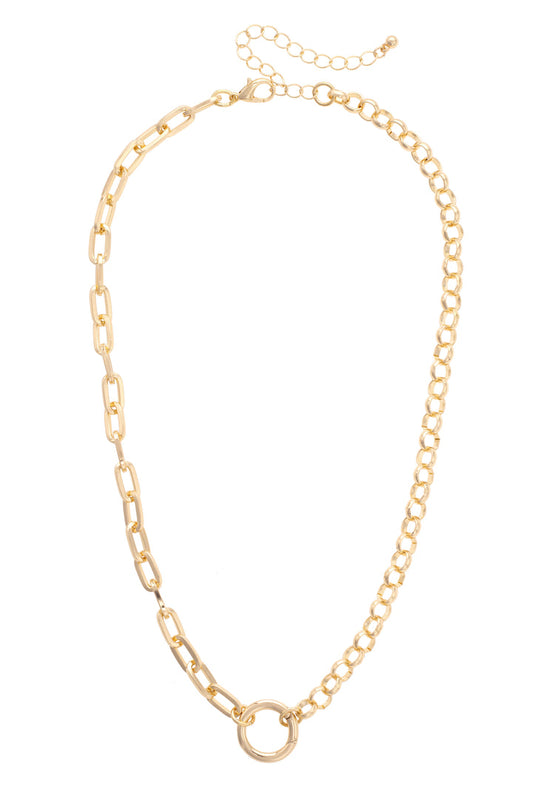 Pendant Necklace Charm Base - Essex Half & Half Linked