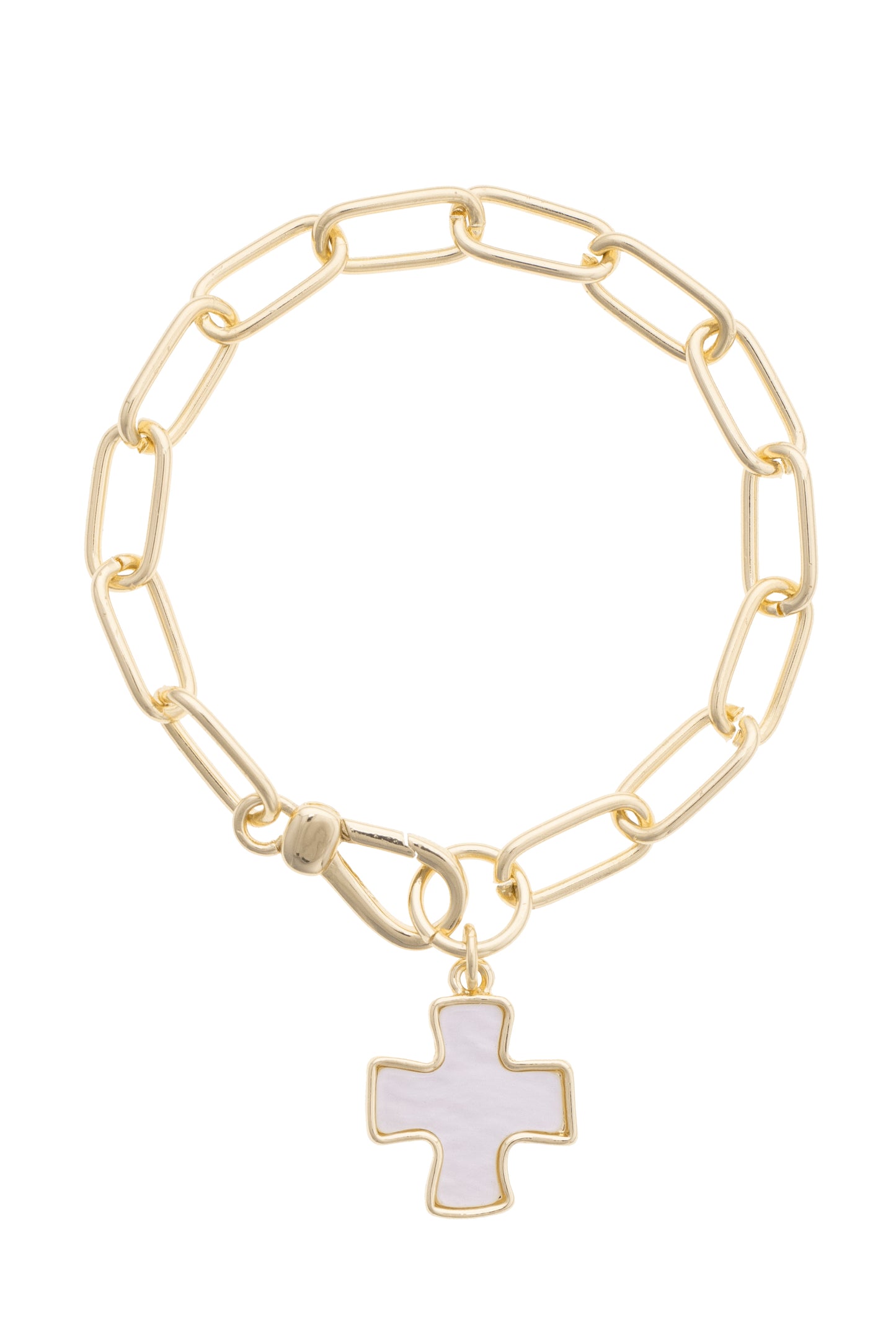 Pinky Cross Bracelet in Mother of Pearl