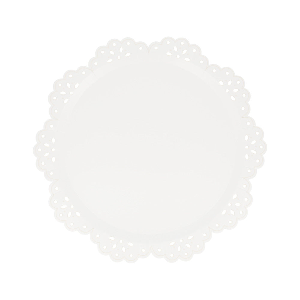 Side Plates - Broderie Anglaise Lace White