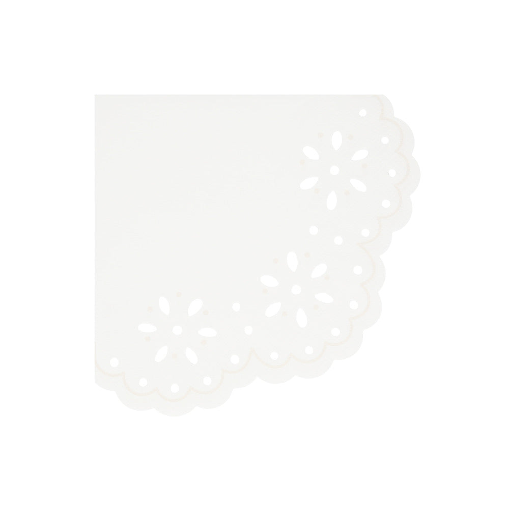 Large Napkins - Broderie Anglaise Lace - White
