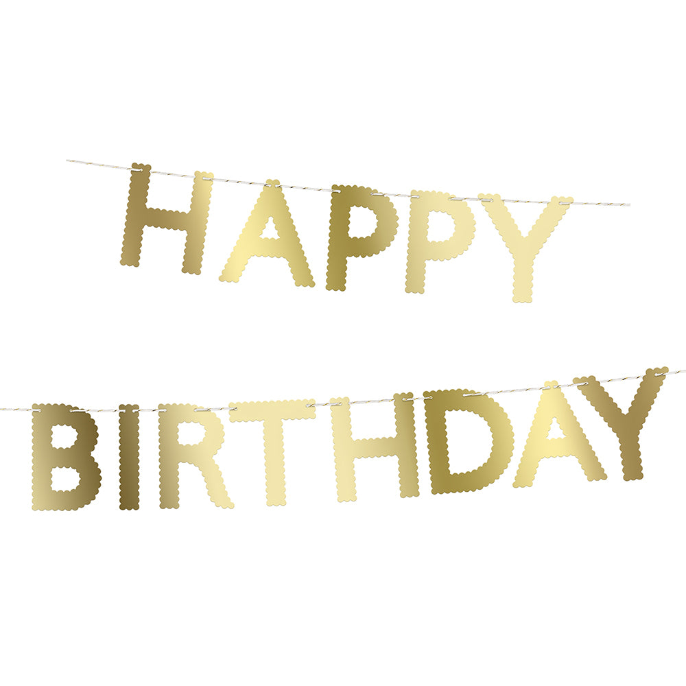 Garland - Gold Scallop Happy Birthday