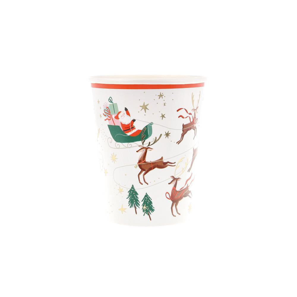 Paper Cups - Santa, Sleigh & Reindeer