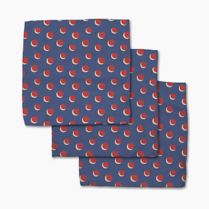 Four in A Row Dot Blue Dishcloth Set - 3 CT