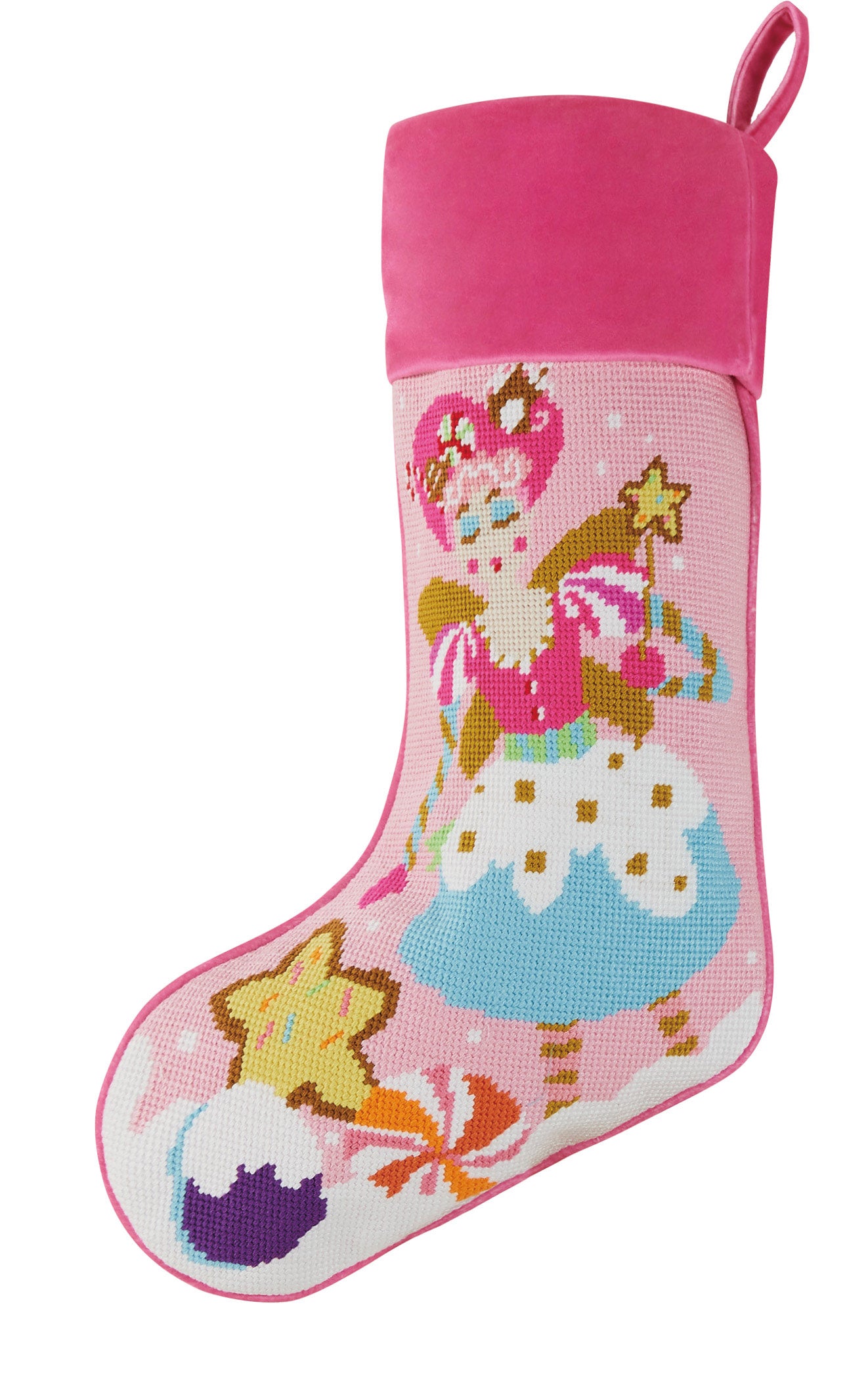 Embroidered Needlepoint Stocking - Sugar Plum