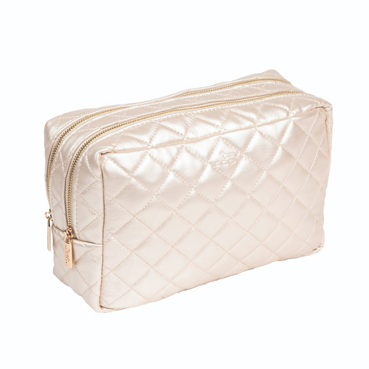 2-Way Toiletry Bag - Champagne Quilted